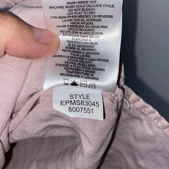 Ellen Tracy Women's Light Pink Linen Lace-Up Short Sleeve Top Size Medium - Picture 9 of 10